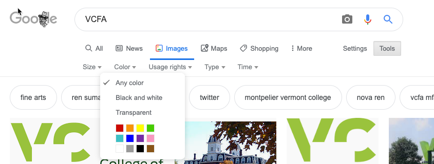 google filter size