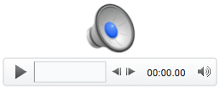 The Audio icon and playback controls in PowerPoint for Mac 2011